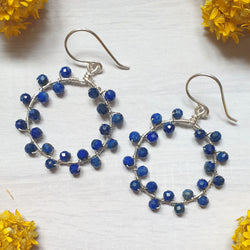 Lapis Lazuli Hoop Earrings Silver - Bijoux By Anne