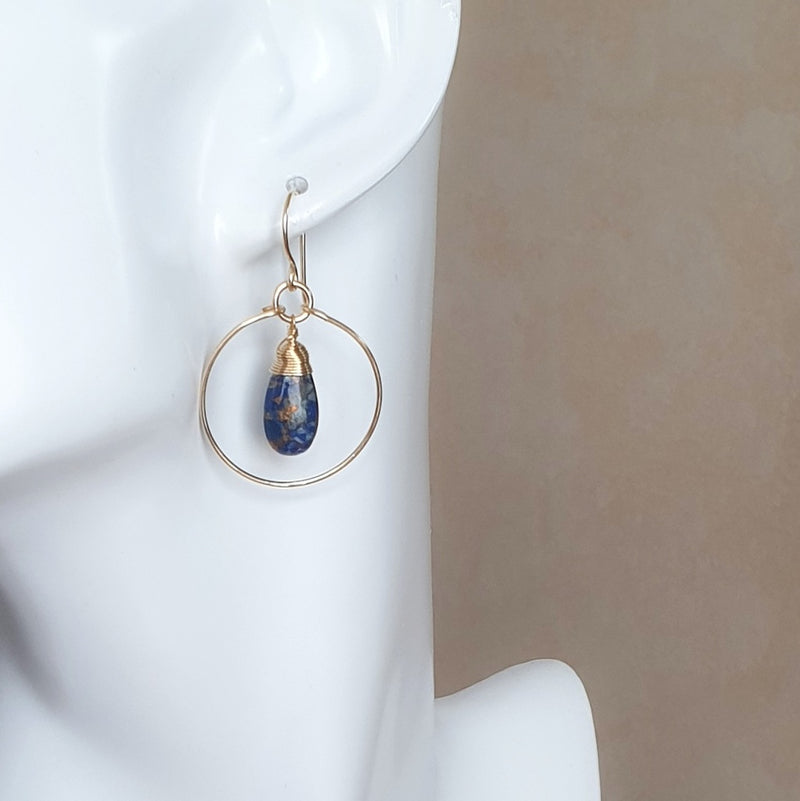 Buy Lapis Lazuli Copper Hoop Earrings - Bijoux by Anne