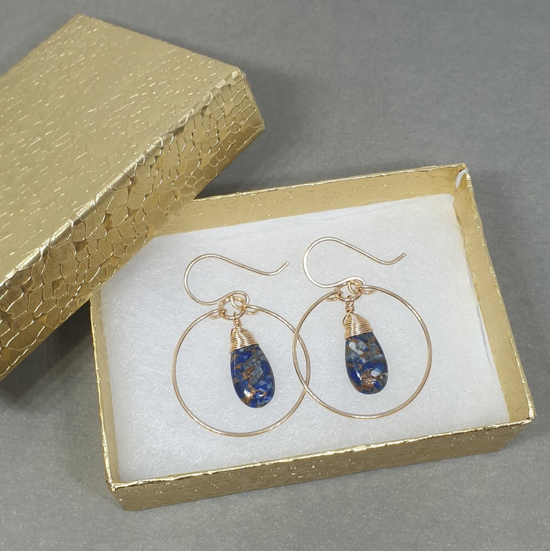 Buy Lapis Lazuli Copper Hoop Earrings - Bijoux by Anne