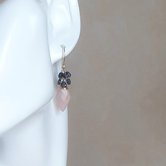 Buy Pink Chalcedony earrings in Gold - Bijoux by Anne
