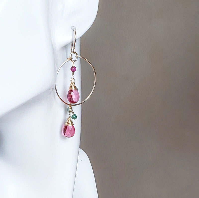 Orchid Pavé Fuchsia And Pale Pink Crystal Dangle Earrings – Anabel Aram