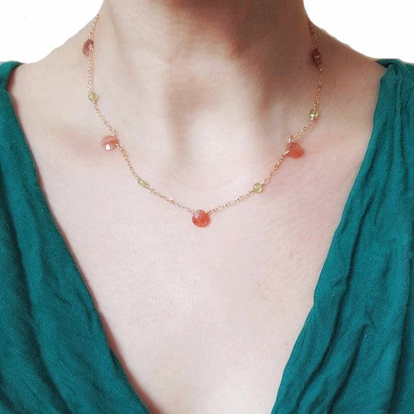 Buy Sunstone and Peridot Gold Necklace - Bijoux by Anne